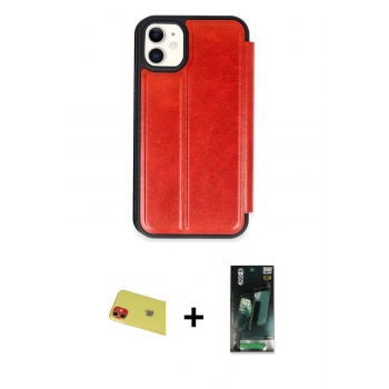 MARSİLYAN™- iPhone 11 Kılıf Zirve Yansıma Serisi - Siyah 360 Mat Full Body Arka Koruyucu + Rainbow Kamera Lens Koruma Cam - KI