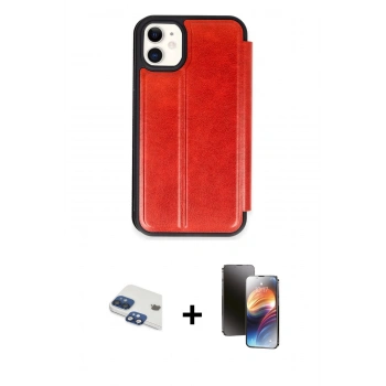 MARSİLYAN™- iPhone 11 Kılıf Zirve Yansıma Serisi - Siyah 3D Antistatik Mat Seramik Nano Ekran Koruyucu + Pers Alüminyum Kamera Lens - LT
