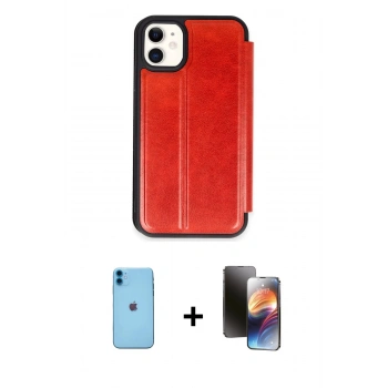 MARSİLYAN™- iPhone 11 Kılıf Zirve Yansıma Serisi - Siyah 3D Antistatik Mat Seramik Nano Ekran Koruyucu + Neon Fosforlu Kamera Lens - MI