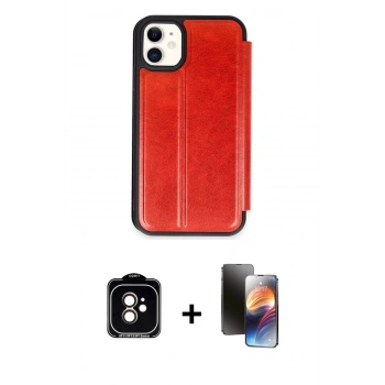 MARSİLYAN™- iPhone 11 Kılıf Zirve Yansıma Serisi - Siyah 3D Antistatik Mat Seramik Nano Ekran Koruyucu + PVD Metal Kamera Lens - TU