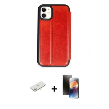 MARSİLYAN™- iPhone 11 Kılıf Zirve Yansıma Serisi - Siyah 3D Antistatik Mat Seramik Nano Ekran Koruyucu + Renkli Kamera Lens Koruma Cam - SI