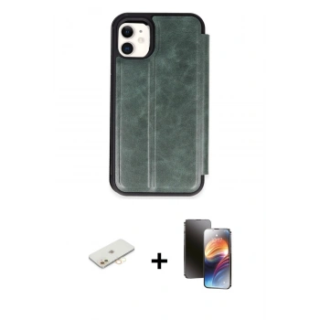 MARSİLYAN™- iPhone 11 Kılıf Zirve Yansıma Serisi - Siyah 3D Antistatik Mat Seramik Nano Ekran Koruyucu + Renkli Kamera Lens Koruma Cam - SI