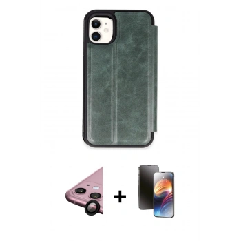 MARSİLYAN™- iPhone 11 Kılıf Zirve Yansıma Serisi - Siyah 3D Antistatik Mat Seramik Nano Ekran Koruyucu + Raze Metal Kamera Lens - SH