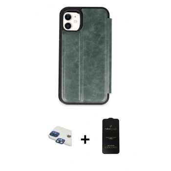 MARSİLYAN™- iPhone 11 Kılıf Zirve Yansıma Serisi - Siyah 6D Antistatik Mat Seramik Hayalet Nano Ekran Koruyucu + Pers Alüminyum Kamera Lens - LT