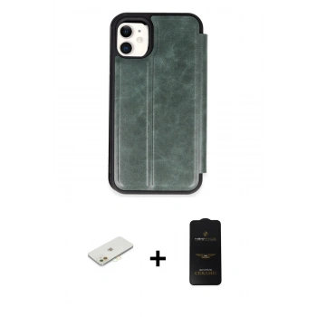 MARSİLYAN™- iPhone 11 Kılıf Zirve Yansıma Serisi - Siyah 6D Antistatik Mat Seramik Hayalet Nano Ekran Koruyucu + Renkli Kamera Lens Koruma Cam - TU