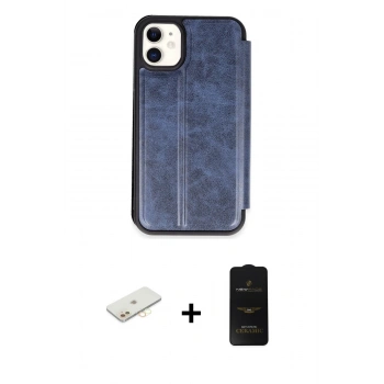 MARSİLYAN™- iPhone 11 Kılıf Zirve Yansıma Serisi - Siyah 6D Antistatik Mat Seramik Hayalet Nano Ekran Koruyucu + Renkli Kamera Lens Koruma Cam - SI
