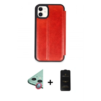 MARSİLYAN™- iPhone 11 Kılıf Zirve Yansıma Serisi - Siyah 6D Antistatik Mat Seramik Hayalet Nano Ekran Koruyucu + Raze Metal Kamera Lens - KI