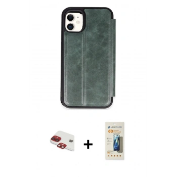 MARSİLYAN™- iPhone 11 Kılıf Zirve Yansıma Serisi - Siyah 6D Mat Seramik Hayalet Nano Ekran Koruyucu + Pers Alüminyum Kamera Lens - KI