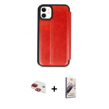 MARSİLYAN™- iPhone 11 Kılıf Zirve Yansıma Serisi - Siyah Bilvis 3D Mat Cam Ekran Koruyucu + Pers Alüminyum Kamera Lens - KI