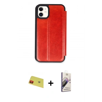 MARSİLYAN™- iPhone 11 Kılıf Zirve Yansıma Serisi - Siyah Bilvis 3D Mat Cam Ekran Koruyucu + Rainbow Kamera Lens Koruma Cam - KI