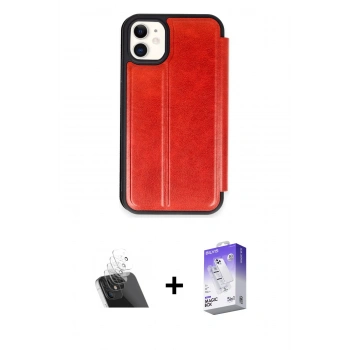 MARSİLYAN™- iPhone 11 Kılıf Zirve Yansıma Serisi - Siyah Bilvis 5in1 3D Magic Cam Ekran Koruyucu + Kamera Lens Koruma Cam - SF