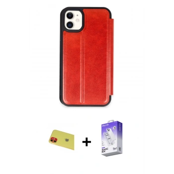 MARSİLYAN™- iPhone 11 Kılıf Zirve Yansıma Serisi - Siyah Bilvis 5in1 3D Magic Cam Ekran Koruyucu + Rainbow Kamera Lens Koruma Cam - KI