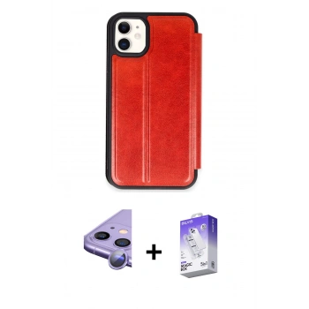 MARSİLYAN™- iPhone 11 Kılıf Zirve Yansıma Serisi - Siyah Bilvis 5in1 3D Magic Cam Ekran Koruyucu + Raze Metal Kamera Lens - MR