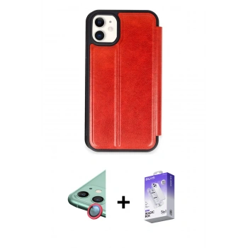 MARSİLYAN™- iPhone 11 Kılıf Zirve Yansıma Serisi - Siyah Bilvis 5in1 3D Magic Cam Ekran Koruyucu + Raze Metal Kamera Lens - KI