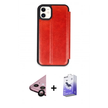 MARSİLYAN™- iPhone 11 Kılıf Zirve Yansıma Serisi - Siyah Bilvis 5in1 5D Magic Hayalet Cam Ekran Koruyucu + Raze Metal Kamera Lens - SH