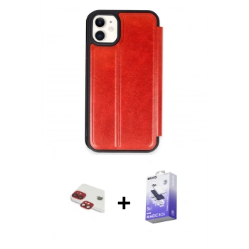 MARSİLYAN™- iPhone 11 Kılıf Zirve Yansıma Serisi - Siyah Bilvis 5in1 5D Magic Hayalet Cam Ekran Koruyucu + Pers Alüminyum Kamera Lens - KI