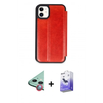 MARSİLYAN™- iPhone 11 Kılıf Zirve Yansıma Serisi - Siyah Bilvis 5in1 5D Magic Hayalet Cam Ekran Koruyucu + Raze Metal Kamera Lens - KI