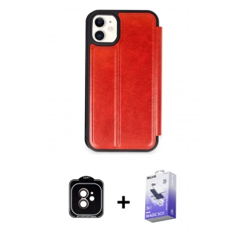 MARSİLYAN™- iPhone 11 Kılıf Zirve Yansıma Serisi - Siyah Bilvis 5in1 5D Magic Hayalet Cam Ekran Koruyucu + PVD Metal Kamera Lens - TU