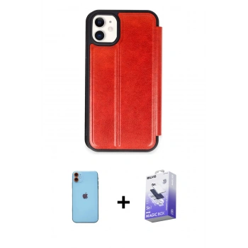 MARSİLYAN™- iPhone 11 Kılıf Zirve Yansıma Serisi - Siyah Bilvis 5in1 5D Magic Hayalet Cam Ekran Koruyucu + Neon Fosforlu Kamera Lens - TU