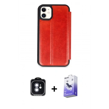 MARSİLYAN™- iPhone 11 Kılıf Zirve Yansıma Serisi - Siyah Bilvis 5in1 5D Magic Hayalet Cam Ekran Koruyucu + PVD Metal Kamera Lens - MI