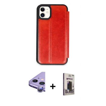 MARSİLYAN™- iPhone 11 Kılıf Zirve Yansıma Serisi - Siyah Bilvis Hayalet Cam Ekran Koruyucu + Raze Metal Kamera Lens - MR