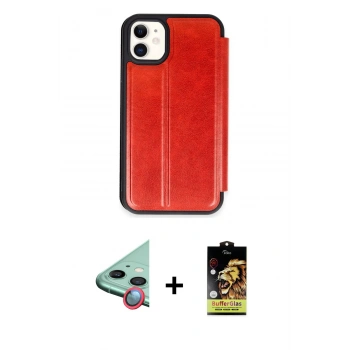 MARSİLYAN™- iPhone 11 Kılıf Zirve Yansıma Serisi - Siyah Buffer Cam Ekran Koruyucu + Raze Metal Kamera Lens - KI