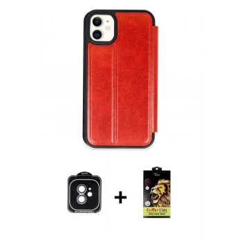 MARSİLYAN™- iPhone 11 Kılıf Zirve Yansıma Serisi - Siyah Buffer Cam Ekran Koruyucu + PVD Metal Kamera Lens - YL