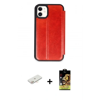MARSİLYAN™- iPhone 11 Kılıf Zirve Yansıma Serisi - Siyah Buffer Cam Ekran Koruyucu + Renkli Kamera Lens Koruma Cam - YL
