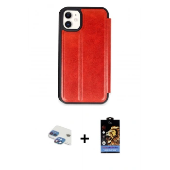 MARSİLYAN™- iPhone 11 Kılıf Zirve Yansıma Serisi - Siyah Buffer Hayalet Cam Ekran Koruyucu + Pers Alüminyum Kamera Lens - GI