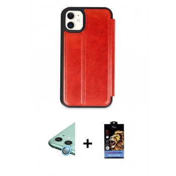 MARSİLYAN™- iPhone 11 Kılıf Zirve Yansıma Serisi - Siyah Buffer Hayalet Cam Ekran Koruyucu + Raze Metal Kamera Lens - MI