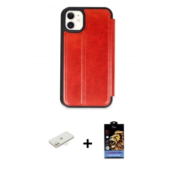 MARSİLYAN™- iPhone 11 Kılıf Zirve Yansıma Serisi - Siyah Buffer Hayalet Cam Ekran Koruyucu + Renkli Kamera Lens Koruma Cam - SI