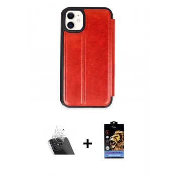 MARSİLYAN™- iPhone 11 Kılıf Zirve Yansıma Serisi - Siyah Buffer Hayalet Cam Ekran Koruyucu + Kamera Lens Koruma Cam - SF