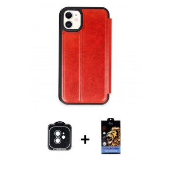 MARSİLYAN™- iPhone 11 Kılıf Zirve Yansıma Serisi - Siyah Buffer Hayalet Cam Ekran Koruyucu + PVD Metal Kamera Lens - SH