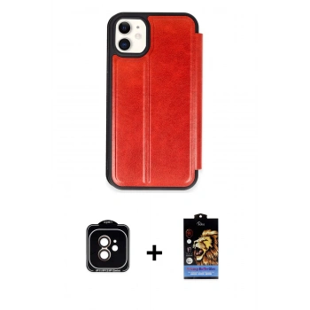 MARSİLYAN™- iPhone 11 Kılıf Zirve Yansıma Serisi - Siyah Buffer Hayalet Cam Ekran Koruyucu + PVD Metal Kamera Lens - TU