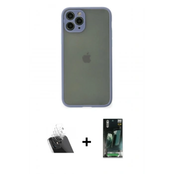 MARSİLYAN™- iPhone 11 Pro Kılıf Ahenk Çizgi Serisi - Şeffaf 360 Full Body Arka Koruyucu + Kamera Lens Koruma Cam - SF