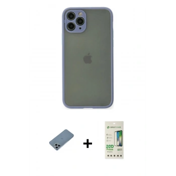 MARSİLYAN™- iPhone 11 Pro Kılıf Ahenk Çizgi Serisi - Siyah 20D Premium Cam Ekran Koruyucu + Shine Kamera Lens Koruma Cam - SABE