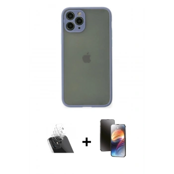 MARSİLYAN™- iPhone 11 Pro Kılıf Ahenk Çizgi Serisi - Siyah 3D Antistatik Mat Seramik Nano Ekran Koruyucu + Kamera Lens Koruma Cam - SF