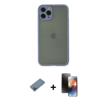 MARSİLYAN™- iPhone 11 Pro Kılıf Ahenk Çizgi Serisi - Siyah 3D Antistatik Mat Seramik Nano Ekran Koruyucu + Shine Kamera Lens Koruma Cam - GI