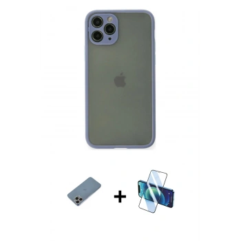 MARSİLYAN™- iPhone 11 Pro Kılıf Ahenk Çizgi Serisi - Siyah 3D Antistatik Seramik Nano Ekran Koruyucu + Shine Kamera Lens Koruma Cam - GI