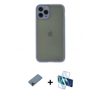 MARSİLYAN™- iPhone 11 Pro Kılıf Ahenk Çizgi Serisi - Siyah 3D Antistatik Seramik Nano Ekran Koruyucu + Shine Kamera Lens Koruma Cam - GD