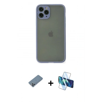 MARSİLYAN™- iPhone 11 Pro Kılıf Ahenk Çizgi Serisi - Siyah 3D Antistatik Seramik Nano Ekran Koruyucu + Shine Kamera Lens Koruma Cam - SABE