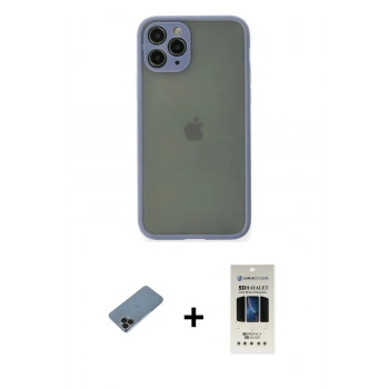 MARSİLYAN™- iPhone 11 Pro Kılıf Ahenk Çizgi Serisi - Siyah 5D Hayalet Cam Ekran Koruyucu + Shine Kamera Lens Koruma Cam - SH