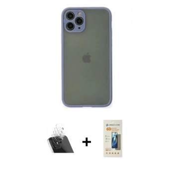 MARSİLYAN™- iPhone 11 Pro Kılıf Ahenk Çizgi Serisi - Siyah 6D Mat Seramik Hayalet Nano Ekran Koruyucu + Kamera Lens Koruma Cam - SF