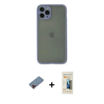 MARSİLYAN™- iPhone 11 Pro Kılıf Ahenk Çizgi Serisi - Siyah 6D Mat Seramik Hayalet Nano Ekran Koruyucu + Metal Kamera Lens Koruma Cam - KI