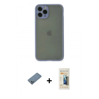 MARSİLYAN™- iPhone 11 Pro Kılıf Ahenk Çizgi Serisi - Siyah 6D Mat Seramik Hayalet Nano Ekran Koruyucu + Shine Kamera Lens Koruma Cam - SABE