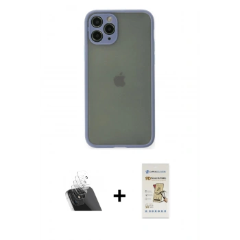 MARSİLYAN™- iPhone 11 Pro Kılıf Ahenk Çizgi Serisi - Siyah Mat Seramik Nano Ekran Koruyucu + Kamera Lens Koruma Cam - SF