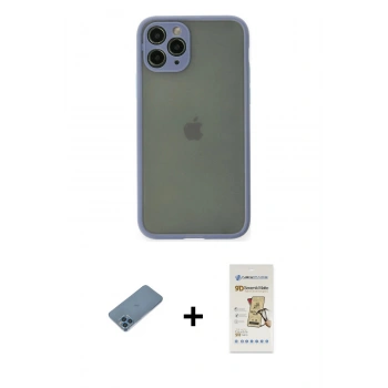 MARSİLYAN™- iPhone 11 Pro Kılıf Ahenk Çizgi Serisi - Siyah Mat Seramik Nano Ekran Koruyucu + Shine Kamera Lens Koruma Cam - MI