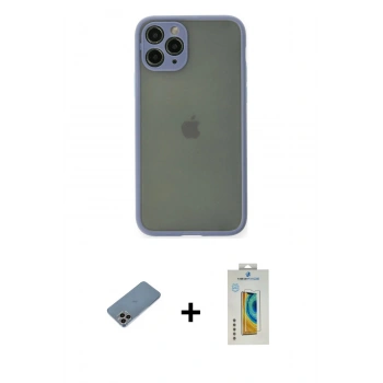 MARSİLYAN™- iPhone 11 Pro Kılıf Ahenk Çizgi Serisi - Siyah Polymer Nano Ekran Koruyucu + Shine Kamera Lens Koruma Cam - GI