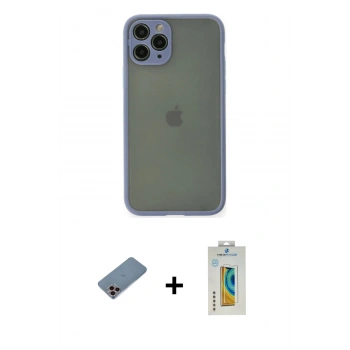 MARSİLYAN™- iPhone 11 Pro Kılıf Ahenk Çizgi Serisi - Siyah Polymer Nano Ekran Koruyucu + Shine Kamera Lens Koruma Cam - PE
