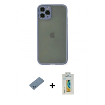 MARSİLYAN™- iPhone 11 Pro Kılıf Ahenk Çizgi Serisi - Siyah Polymer Nano Ekran Koruyucu + Shine Kamera Lens Koruma Cam - MI